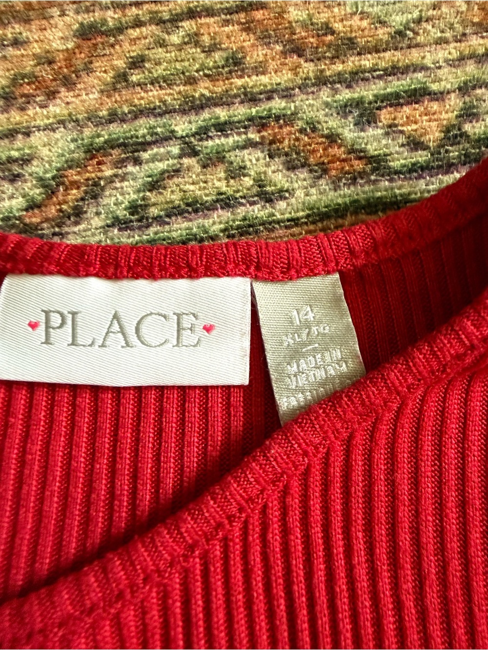 Place Red Ribbed Knit Top - Picture 3 of 4